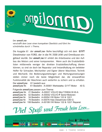 Ford Diesel Motor Typ G1YT für die FK 3500 LKW & Omnibusse Aufbau & Arbeitsweise - annoligno 61